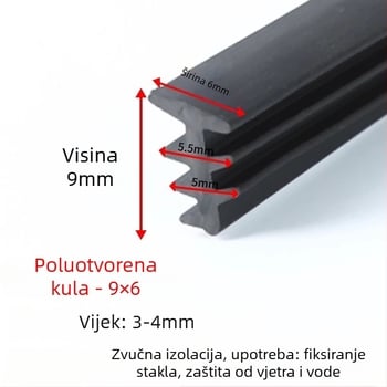 Aluminijska legura T-tip brtvila za vrata i prozore, 90-tip fiksni razmak između stakla, model Xjmft