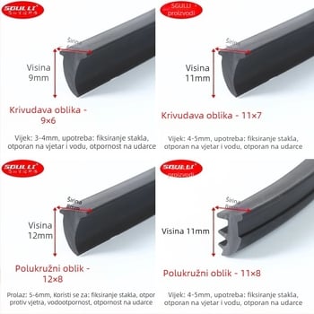 Aluminijska legura T-tip brtvila za vrata i prozore, 90-tip fiksni razmak između stakla, model Xjmft