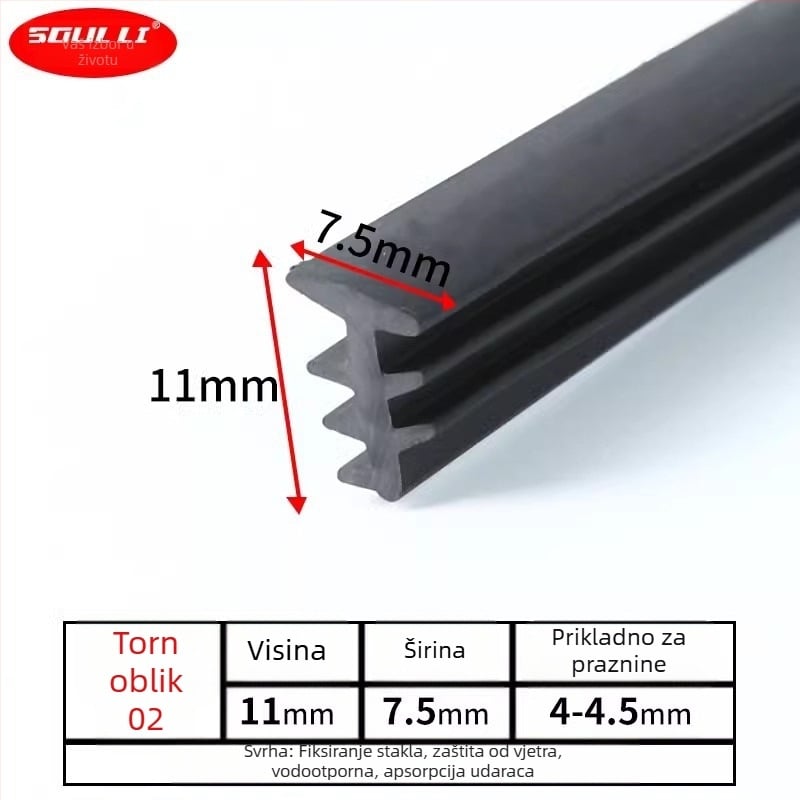 Aluminijska legura T-tip brtvila za vrata i prozore, 90-tip fiksni razmak između stakla, model Xjmft