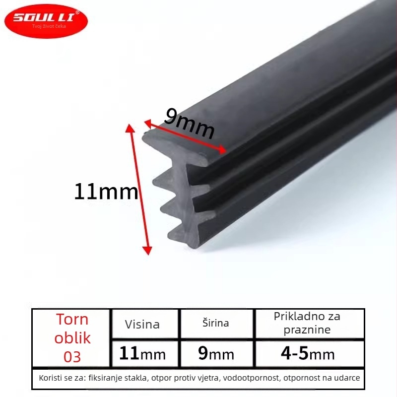 Aluminijska legura T-tip brtvila za vrata i prozore, 90-tip fiksni razmak između stakla, model Xjmft