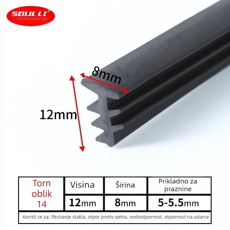 Aluminijska legura T-tip brtvila za vrata i prozore, 90-tip fiksni razmak između stakla, model Xjmft