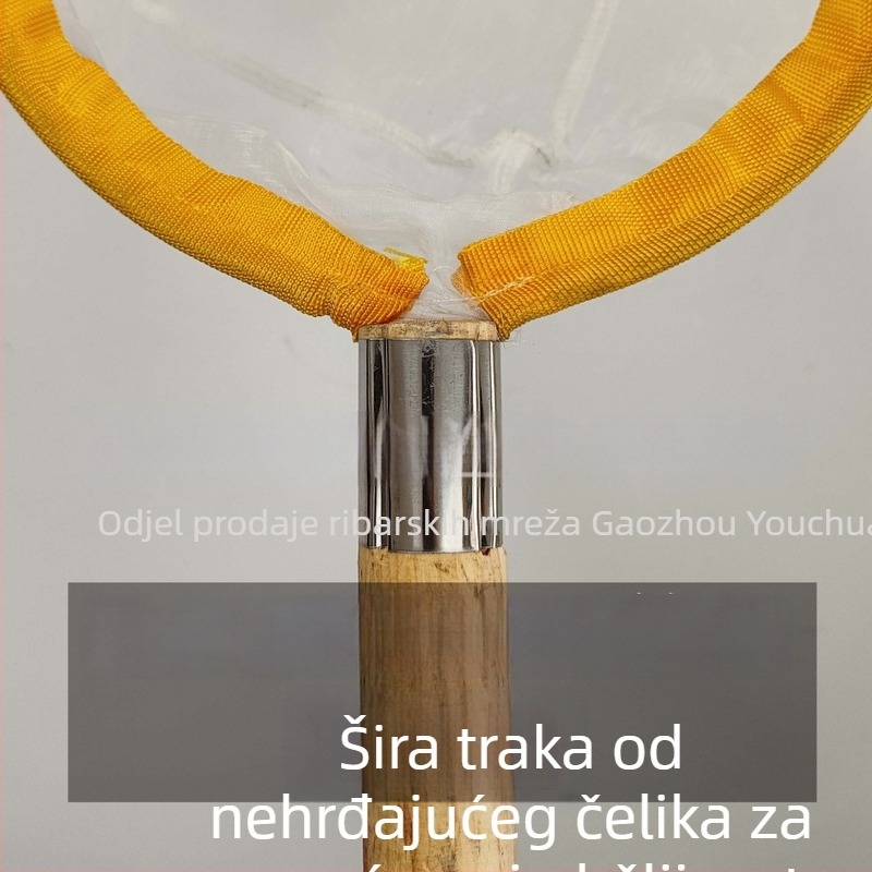 Mreža za uzgoj s čvrstom drvenom ručkom, mreža od 100 očiju, fina mreža za uzgoj riba, škampa i mlađih riba