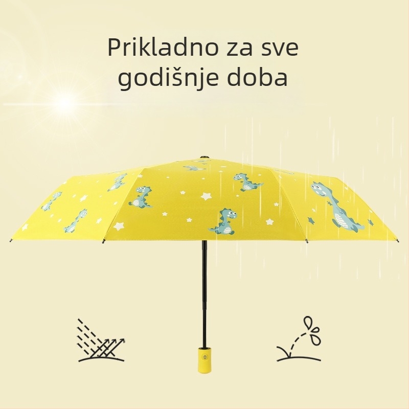 Suncobran s automatskim otvaranjem, 8-šipki željezni okvir, poliester, plastična drška, trodijelni cartoon stil