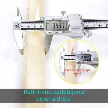 Drvena drška mreža za ribolov s grubom mrežom; promjer otvora 28–40 cm, dubina mreže 20–40 cm.