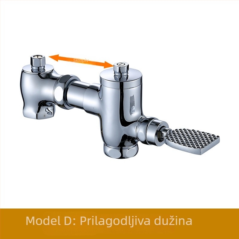 Bakreni pedalni ventil za ispiranje squat toaleta LY8505, izlaz 1 inč, tlak 0.1–0.6 MPa, vrijeme ispiranja 3–10 s