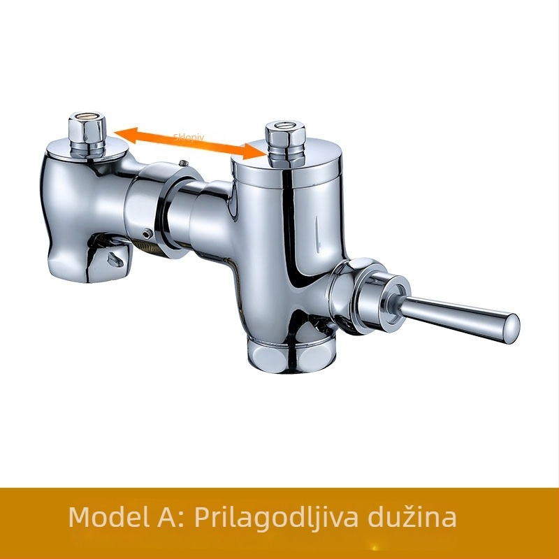 Bakreni pedalni ventil za ispiranje squat toaleta LY8505, izlaz 1 inč, tlak 0.1–0.6 MPa, vrijeme ispiranja 3–10 s