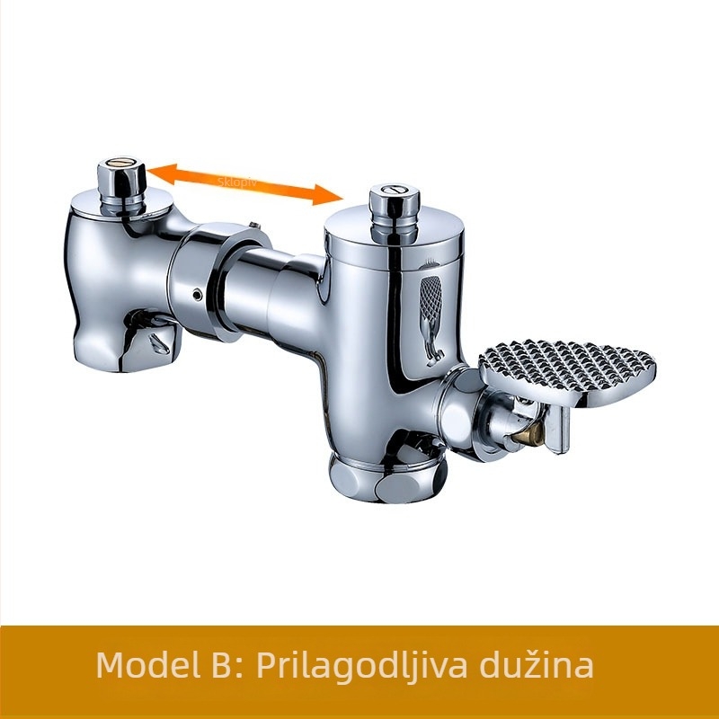 Bakreni pedalni ventil za ispiranje squat toaleta LY8505, izlaz 1 inč, tlak 0.1–0.6 MPa, vrijeme ispiranja 3–10 s