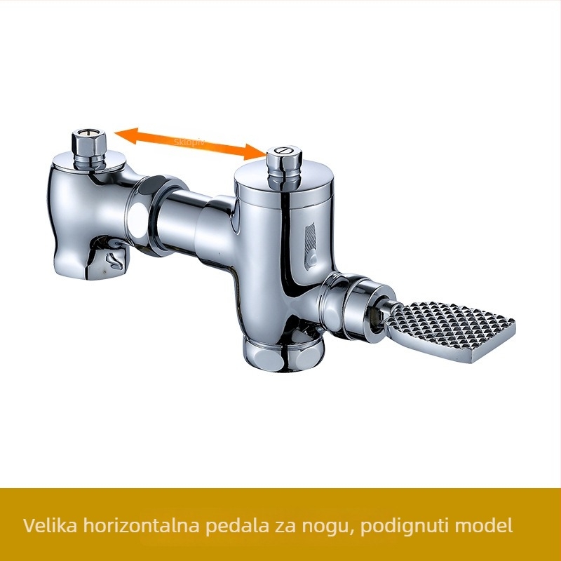 Bakreni pedalni ventil za ispiranje squat toaleta LY8505, izlaz 1 inč, tlak 0.1–0.6 MPa, vrijeme ispiranja 3–10 s
