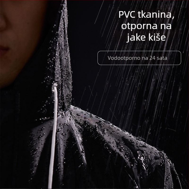 Set kišne odjeće za motocikl: podijeljeni kaput i kišne hlače, PVC materijal, odrasla osoba, 1 kom
