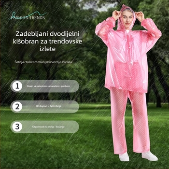 Set PVC kišnih kabanica i hlača sa zipom za kampiranje i ribolov — debela PVC tkanina