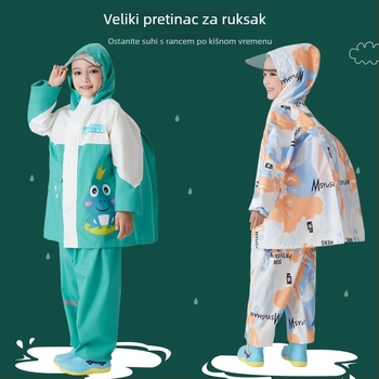 Dječji set kišnog kaputa i hlača, razdvojeni stil, crtić dizajn, tkanina Chunya Spinning, PU vodootporni sloj, za djecu