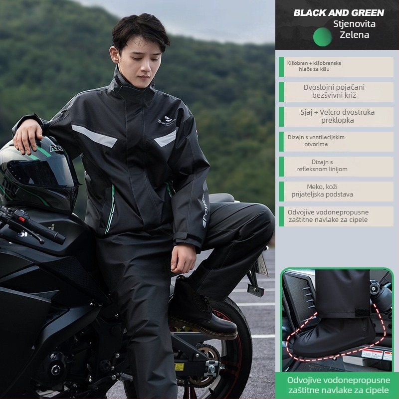 Set kišnog ponča za motocikl - Heavy Rain, Chun Ya tkanina 22 denier s PVC premazom, za odraslu osobu, 1 osoba, mogućnost prilagodbe i loga