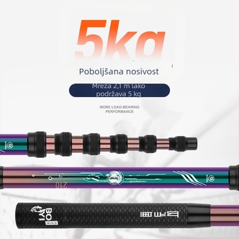 Teleskopska karbonska štapa za mrežu – mini kratka sekcija, kamelonski dizajn, super tvrda za natjecateljski ribolov