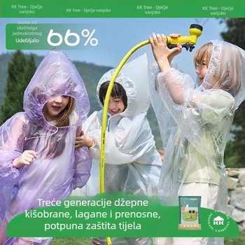 Jednokratno PE pončo za jednu osobu – dječje kišobron pončo za planinarenje, Kocotree