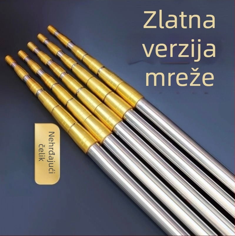 Štapić za mrežu za ribolov od nehrđajućeg čelika, teleskopski štap za pozicioniranje mreže, ultra čvrsta debela 3-sekcijska šipka