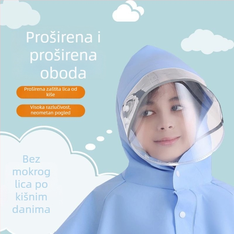 Dječji kišni pončo, vodootporan za cijelo tijelo, EVA materijal, crtani stil, za učenike s ruksakom