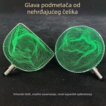 Glava mreže za ribolov od nehrđajućeg čelika, čvrsta dvostruka žica, mreža malih očiju i štap mreže