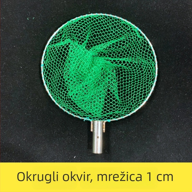 Glava mreže za ribolov od nehrđajućeg čelika, čvrsta dvostruka žica, mreža malih očiju i štap mreže