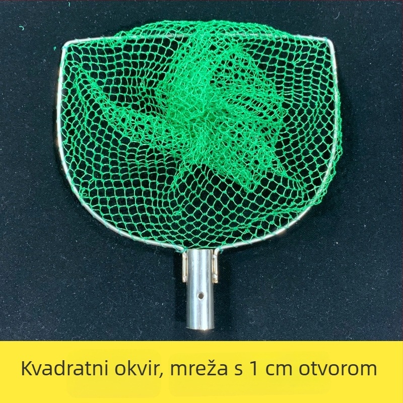 Glava mreže za ribolov od nehrđajućeg čelika, čvrsta dvostruka žica, mreža malih očiju i štap mreže