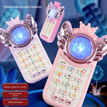 Dječji edukativni telefon s temom princeze – svjetleće efekte, glazba i glas, plastično kućište, napajanje litij baterijom, za djecu 4–6 godina, razvija vid, kognitivne i fine motorne vještine