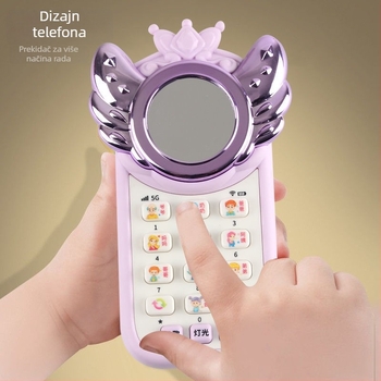 Dječji edukativni telefon s temom princeze – svjetleće efekte, glazba i glas, plastično kućište, napajanje litij baterijom, za djecu 4–6 godina, razvija vid, kognitivne i fine motorne vještine