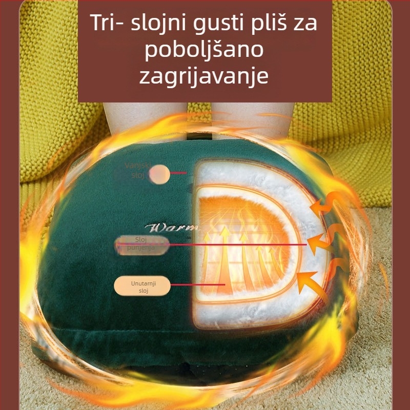 USB papuče za grijanje stopala, gornji dio od baršuna, TPE đon, unisex, zatvoren dizajn