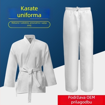 Prugaste karate uniforme za odrasle i djecu, Taekwondo trenirno odijelo, pamuk-poliester tkanina 20%