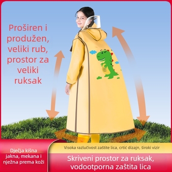 Dječji kišni pončo za školu, dugi dizajn, EVA materijal, potpuno pokrivanje tijela, za jedno dijete
