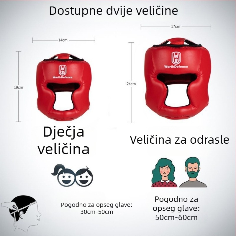 Boxerska kaciga za odrasle i djecu, PU materijal, 220 g, model HE0186, za borilačke umjetnosti i samoobranu
