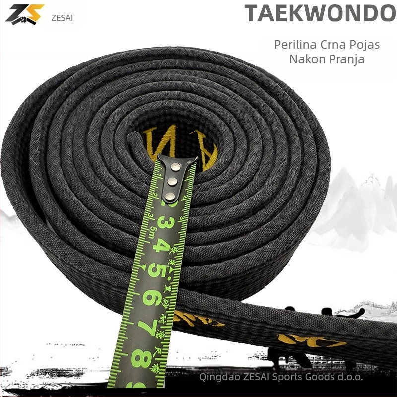 Pojas Taekwondo, 100% pamuk, izvezeni detalj, platnen završetak, razina trenara