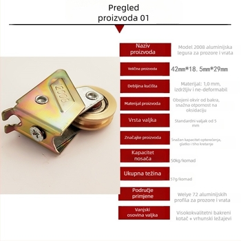 Staromodni 2008 bakreni kotač od aluminijskog legura za klizna vrata i prozore