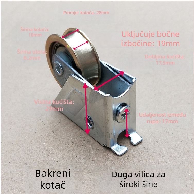 Staromodni 2008 bakreni kotač od aluminijskog legura za klizna vrata i prozore