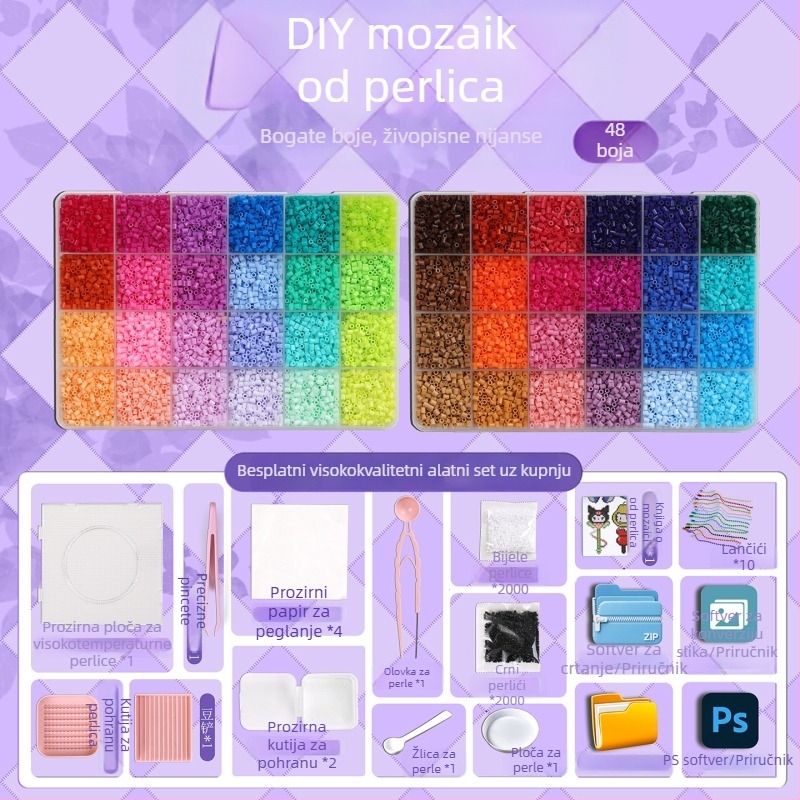 Plastična slagalica ploča – DIY set za spajanje perlica s materijalima za perle
