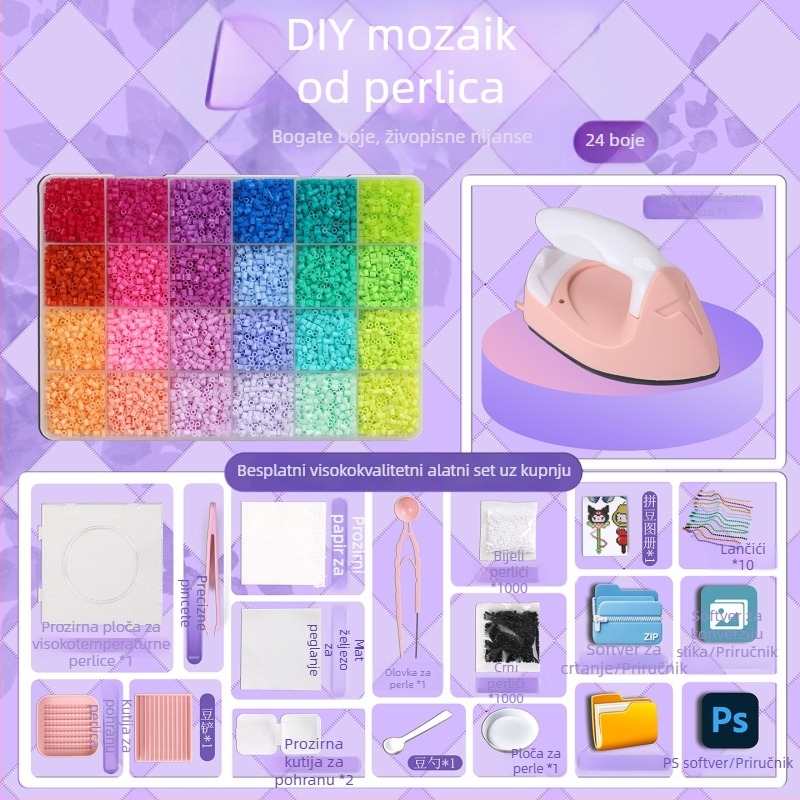 Plastična slagalica ploča – DIY set za spajanje perlica s materijalima za perle
