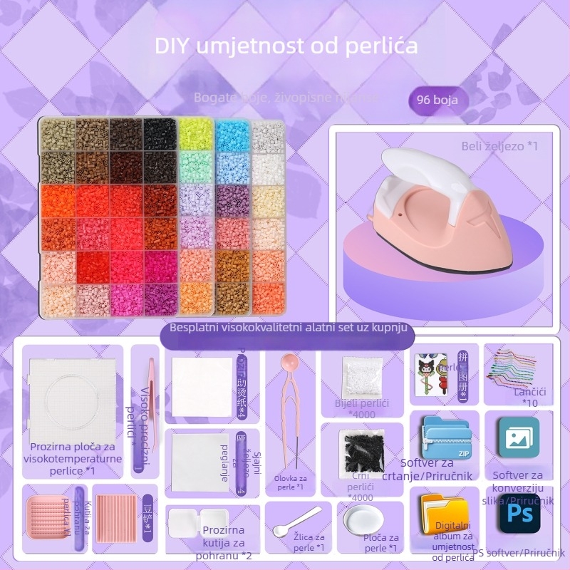 Plastična slagalica ploča – DIY set za spajanje perlica s materijalima za perle