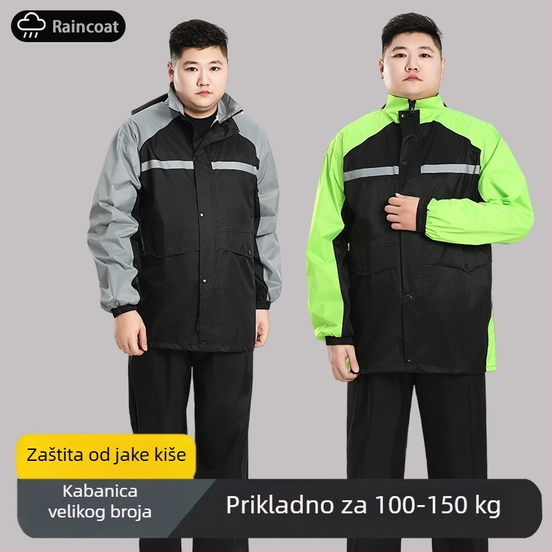 Plus-size komplet jakne za kišu i hlača za kišu za muškarce i žene, potpuno zaštita od kiše za odrasle, za dostavljače na električnim vozilima