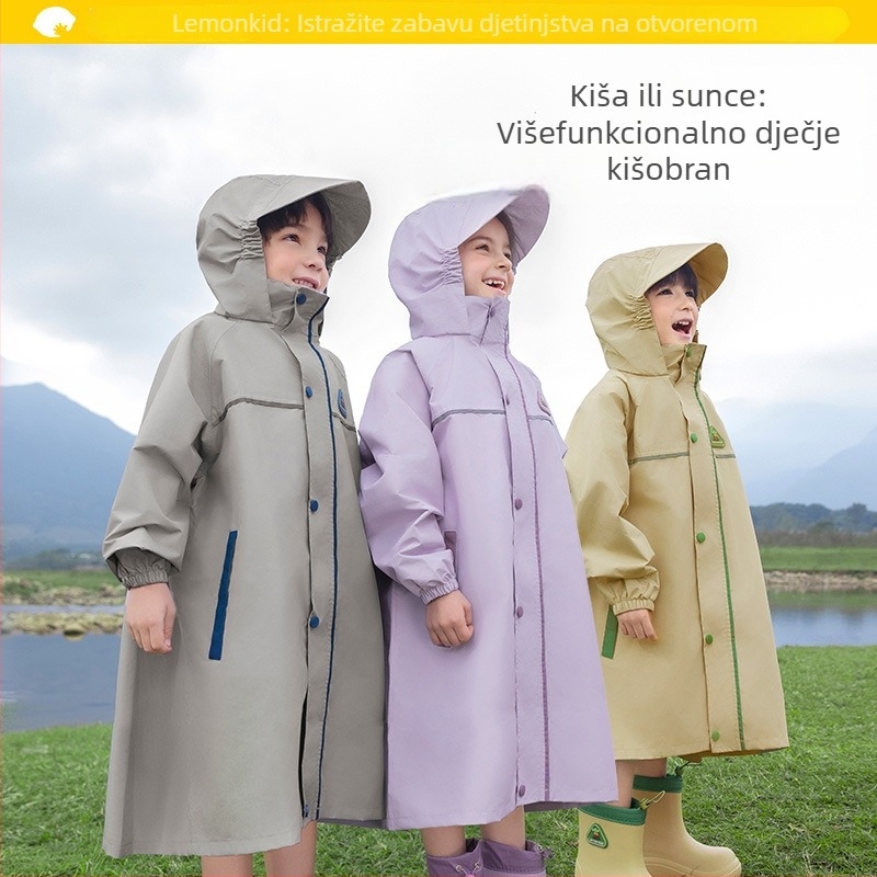 Dječji kišni pončo s džepom za ruksak, Lemonkid, debljina tkanine 16, mogućnost prilagodbe
