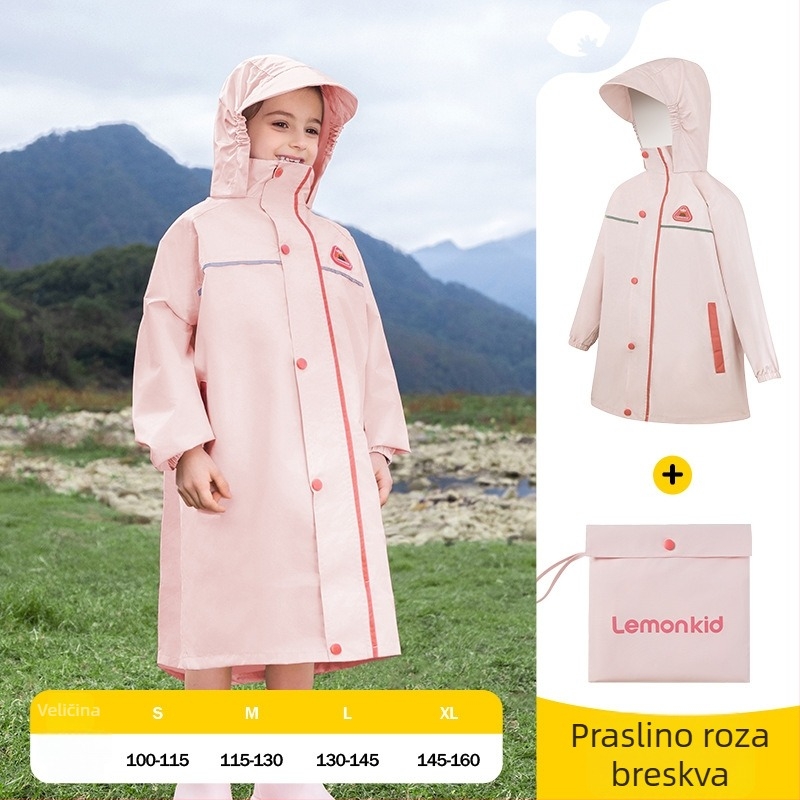 Dječji kišni pončo s džepom za ruksak, Lemonkid, debljina tkanine 16, mogućnost prilagodbe