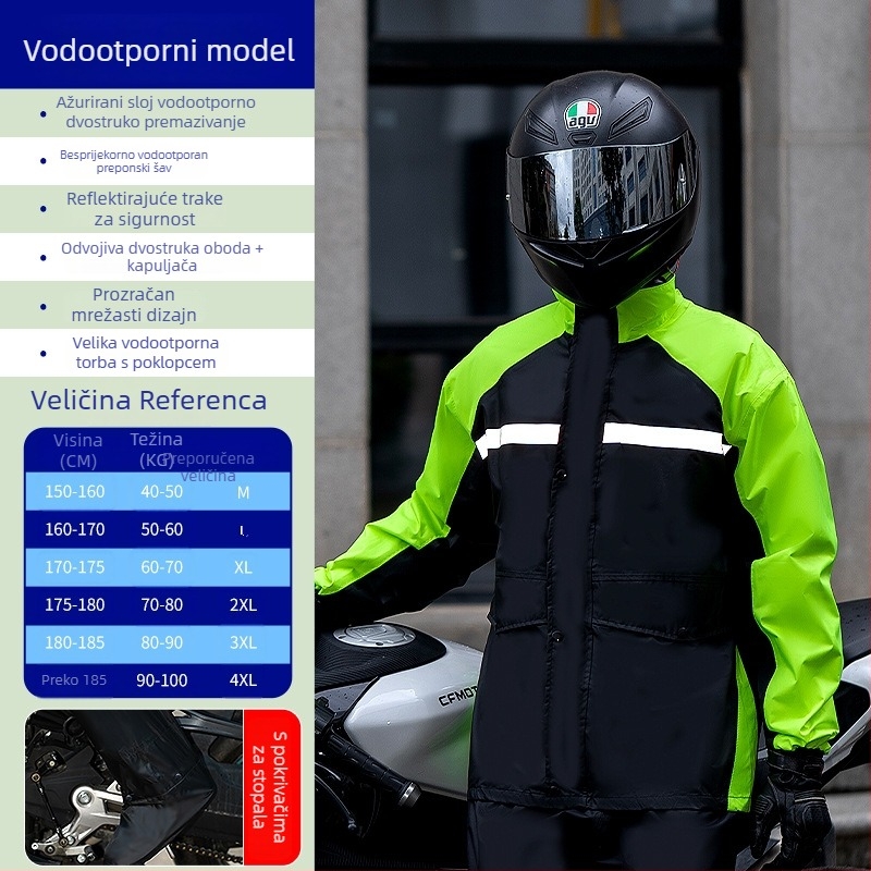 Set kišobrani kabanice i hlača za motocikl, dvodjelni, otporan na vjetar i kišu, tkanina Chunya-spinning, PVC sloj, za odrasle, mogućnost tiska logotipa