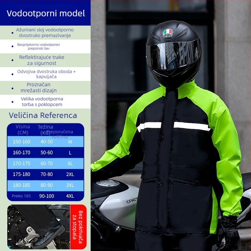 Set kišobrani kabanice i hlača za motocikl, dvodjelni, otporan na vjetar i kišu, tkanina Chunya-spinning, PVC sloj, za odrasle, mogućnost tiska logotipa