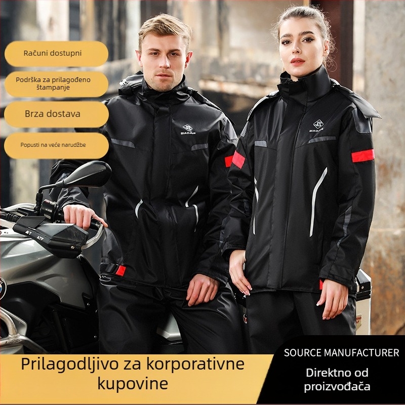 Split kišni mantil s hlačama za motocikl, Oxford tkanina, PU vodootporni sloj, za odraslu osobu, višekratna upotreba
