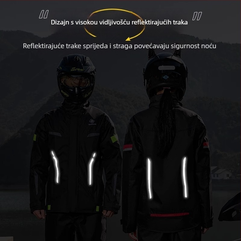 Split kišni mantil s hlačama za motocikl, Oxford tkanina, PU vodootporni sloj, za odraslu osobu, višekratna upotreba