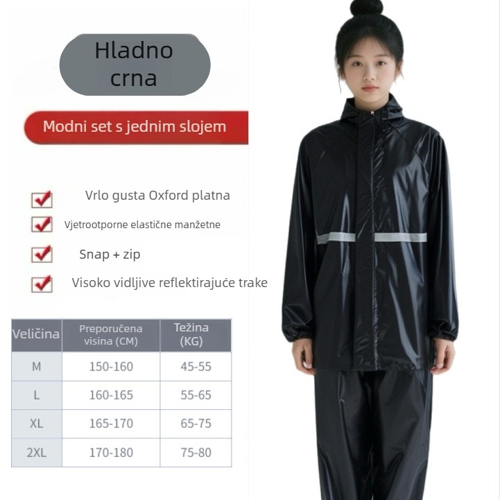 Unisex set kišobrane i hlača za kišu — Oxford platno, debljina tkanine 20 silk, PVC ljepilo vodootporni sloj, za odrasle za planinarenje
