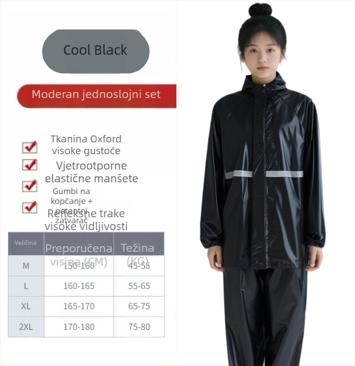 Unisex set kišobrane i hlača za kišu — Oxford platno, debljina tkanine 20 silk, PVC ljepilo vodootporni sloj, za odrasle za planinarenje