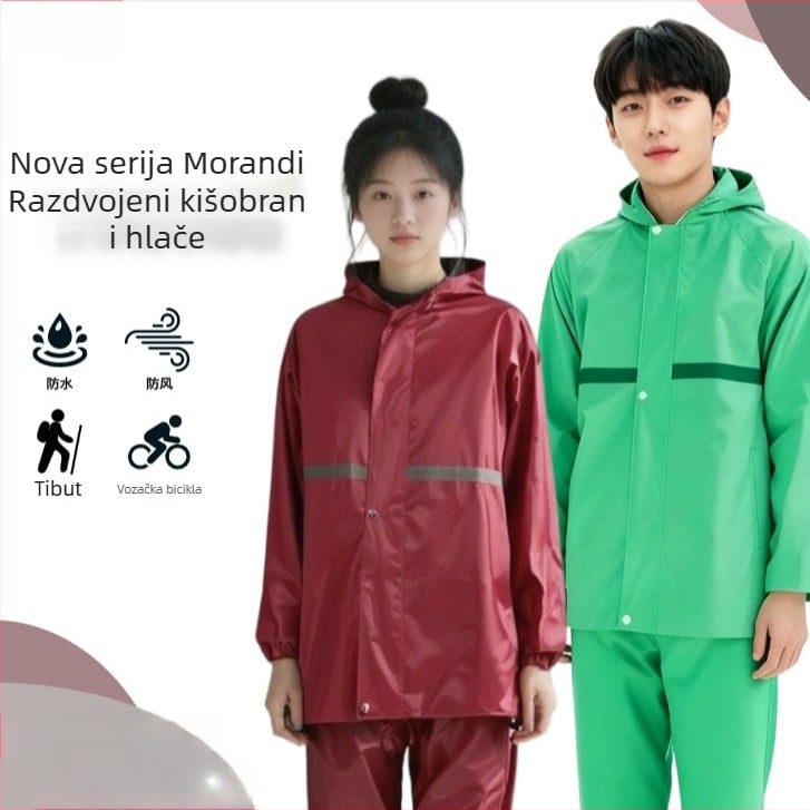 Unisex set kišobrane i hlača za kišu — Oxford platno, debljina tkanine 20 silk, PVC ljepilo vodootporni sloj, za odrasle za planinarenje