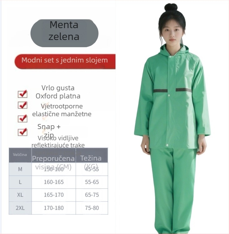Unisex set kišobrane i hlača za kišu — Oxford platno, debljina tkanine 20 silk, PVC ljepilo vodootporni sloj, za odrasle za planinarenje