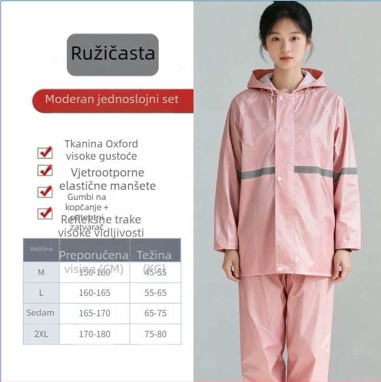 Unisex set kišobrane i hlača za kišu — Oxford platno, debljina tkanine 20 silk, PVC ljepilo vodootporni sloj, za odrasle za planinarenje