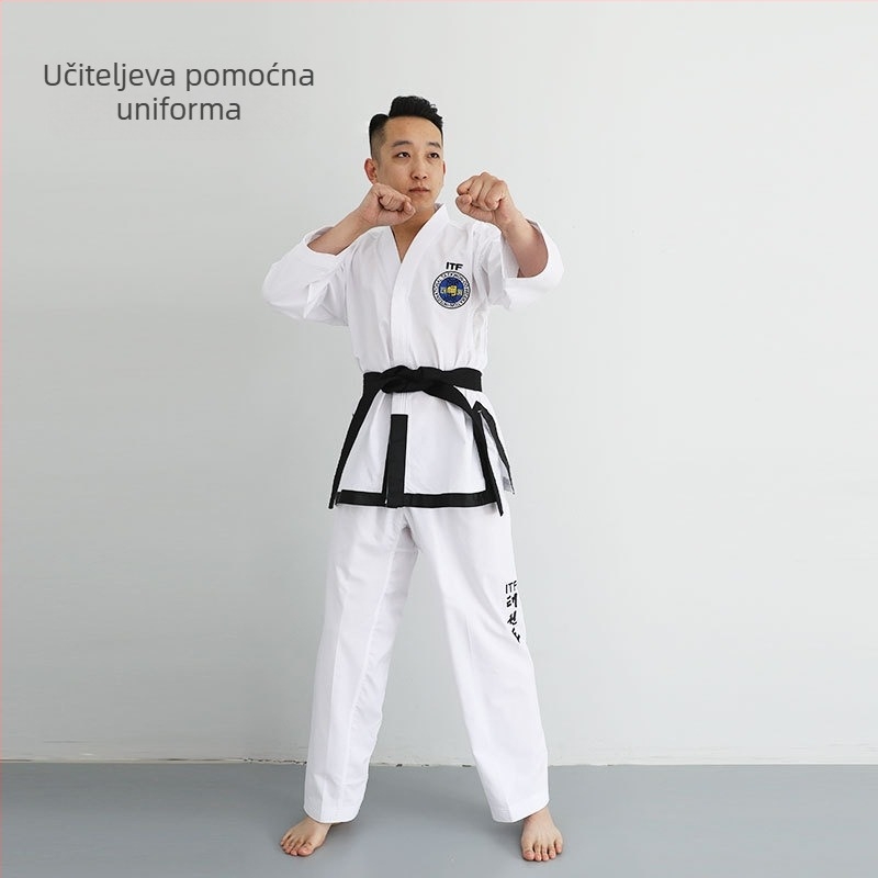Taekwondo natjecateljska trenirka, unisex, poliester tkanina s pamučnom podstavom, 100% poliester