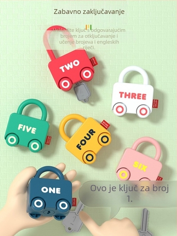 Edukativna slagalica-ključavnica igračka s ključi u obliku automobila za dojenčad 0–3 godine, plastika, mehanizam otključavanja, Kong Ming/Luban lock, DIY-prijateljska