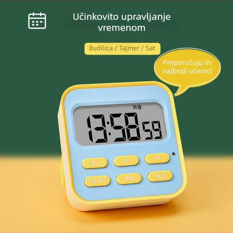 Elektronički odbrojivač s alarmom za učenje, LCD zaslon, plastično kućište, napajanje baterijom